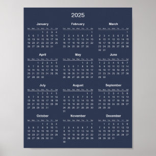 Affiche Calendrier 2025 simple mais élégant