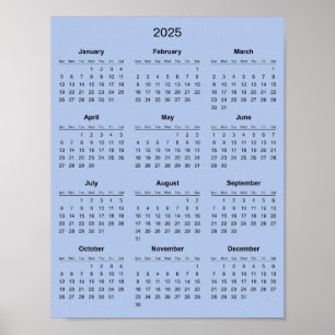 Affiche Calendrier 2025 simple mais élégant  