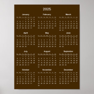 Affiche Calendrier 2025 simple mais élégant