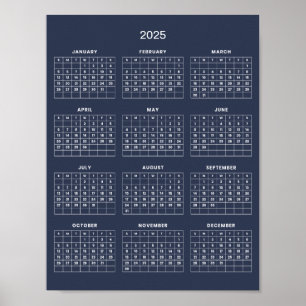 Affiche Calendrier 2025 simple mais élégant