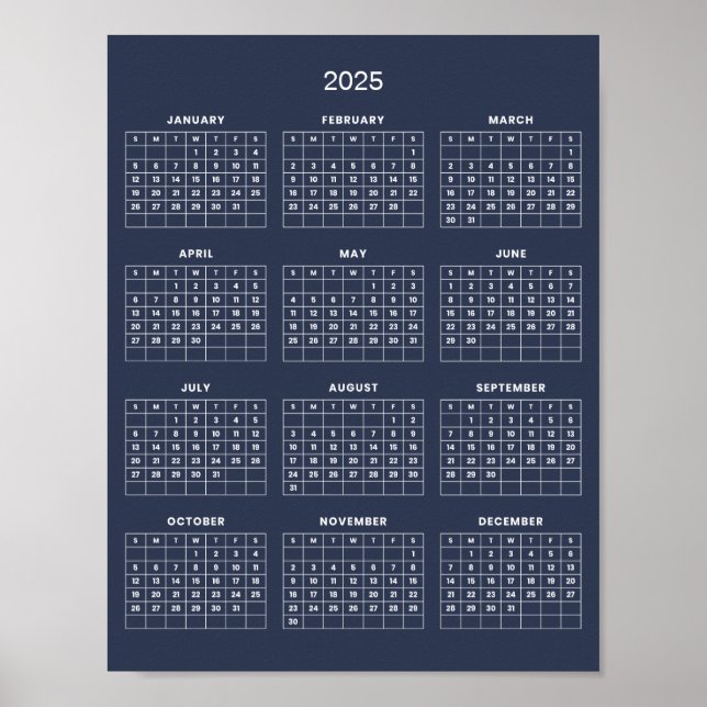 Affiche Calendrier 2025 Simple mais Élégant |  (Devant)
