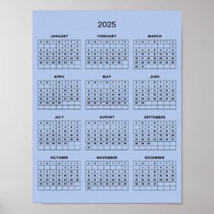 Affiche Calendrier 2025 simple mais élégant