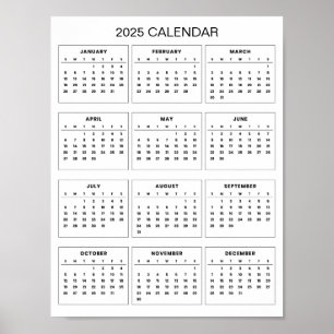 Affiche Calendrier 2025 simple mais élégant