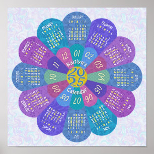 Affiche Calendrier 2025 Unique Boho Purple Flower personna