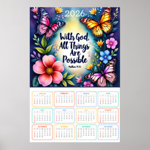 Affiche Calendrier 2026 Avec Dieu, Tout Est Possible 