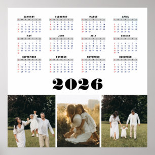 Affiche Calendrier 2026 avec fond blanc