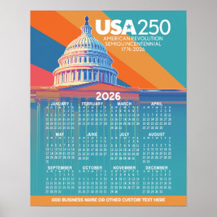 Affiche Calendrier 2026 avec le dôme du Capitole des États