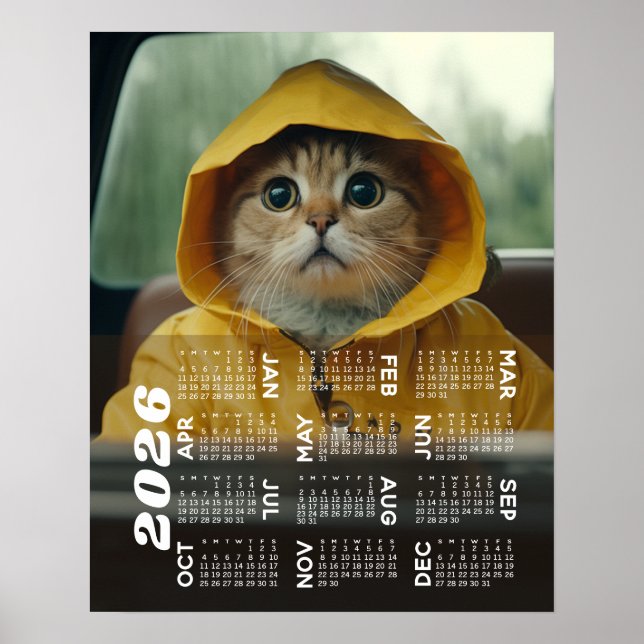 Affiche Calendrier 2026 avec photo vue annuelle complète M (Devant)