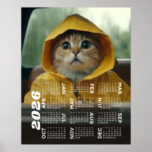 Affiche Calendrier 2026 avec photo vue annuelle moderne