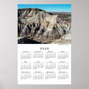 Affiche Calendrier 2026 Badlands Désert Montagnes Blue Mes