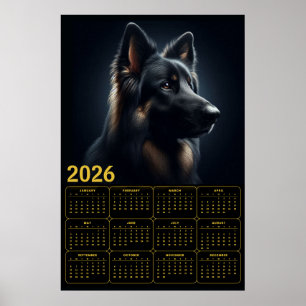 Affiche Calendrier 2026 Berger Allemand – Portrait Gras