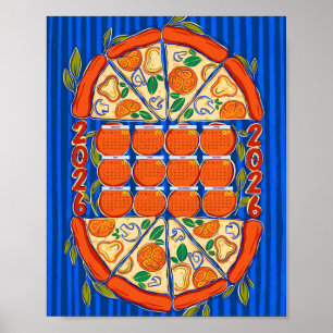 Affiche Calendrier 2026 - Calendrier Pizza