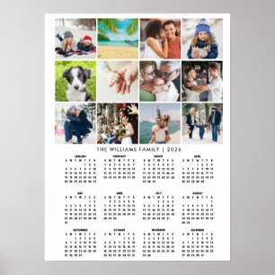 Affiche Calendrier 2026 Collage de 12 Photos