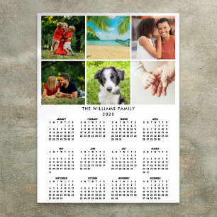 Affiche Calendrier 2026 Collage Photo 6 Moderne