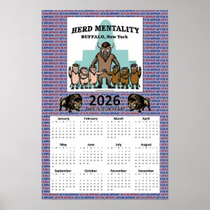 Affiche Calendrier 2026 de la Mentalité de Troupeau (12 x