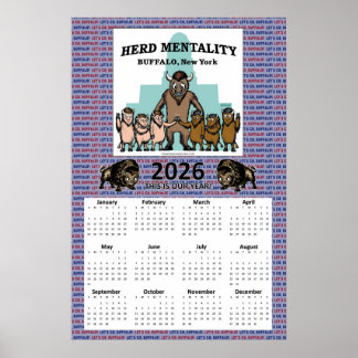 Affiche Calendrier 2026 de la mentalité de troupeau (18 x 
