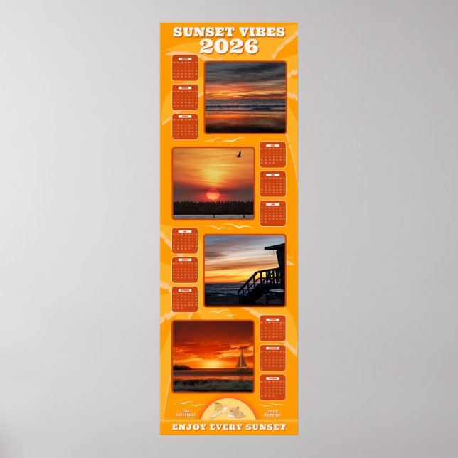 Affiche Calendrier 2026 des couchers de soleil et de l'amb (Devant)