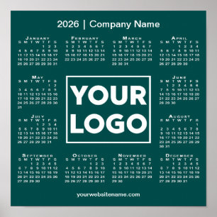 Affiche Calendrier 2026 Entreprise Logo et nom Turquoise V