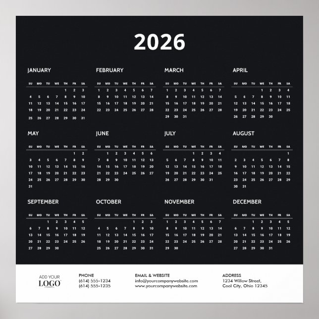 Affiche Calendrier 2026 Entreprise Logo Marque  (Devant)