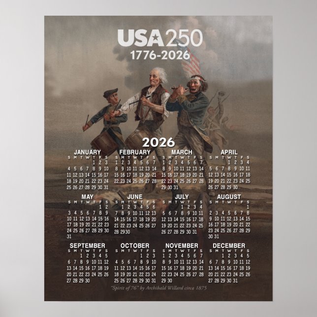 Affiche Calendrier 2026 - Esprit de 76 - 250 ans des États (Devant)