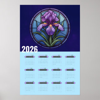 Affiche Calendrier 2026 Iris Violet Mural