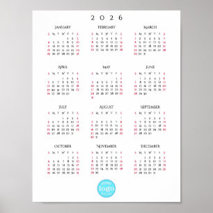 Affiche Calendrier 2026 Logo d'entreprise personnalisé