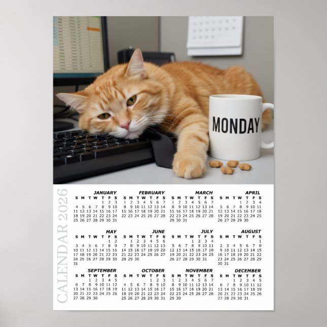 Affiche Calendrier 2026, Lundi Motivation - Chats de Burea (Devant)