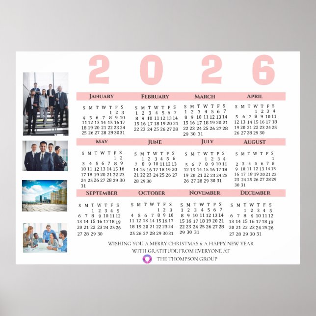 Affiche Calendrier 2026 multi-photos Noël Cadeau d'entrepr (Devant)