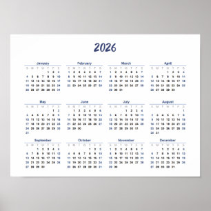 Affiche Calendrier 2026 Par Mois Accueil Bureau scolaire M