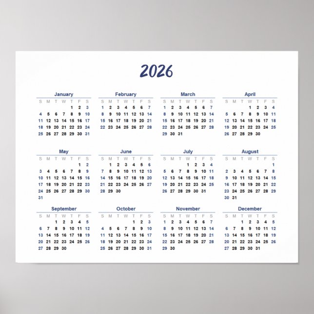 Affiche Calendrier 2026 Par Mois Accueil Bureau scolaire M (Devant)
