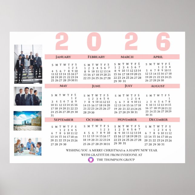 Affiche Calendrier 2026 Photo Noël Nouvel An Entreprise (Devant)