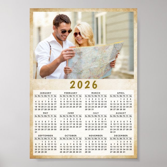 Affiche Calendrier 2026 Photo personnalisée (Devant)