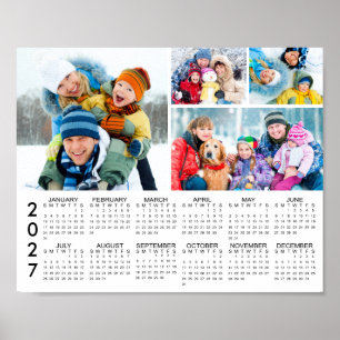 Affiche Calendrier 2026 pour collage de 4 photos personnal