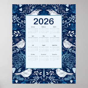 Affiche Calendrier 2026 pour les oiseaux