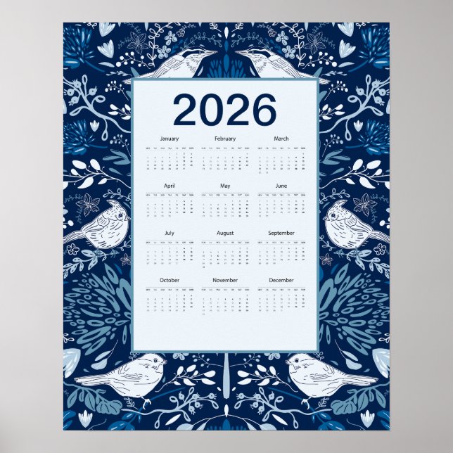 Affiche Calendrier 2026 pour les oiseaux (Devant)