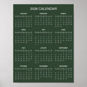 Affiche Calendrier 2026 Simple mais Élégant   