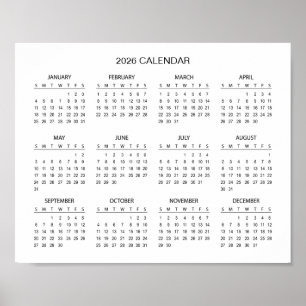 Affiche Calendrier 2026 Simple mais Élégant   