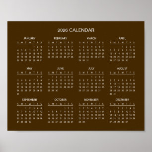 Affiche Calendrier 2026 Simple mais Élégant