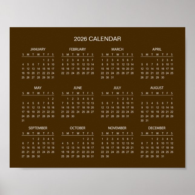 Affiche Calendrier 2026 Simple mais Élégant |  (Devant)