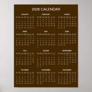 Affiche Calendrier 2026 Simple mais Élégant