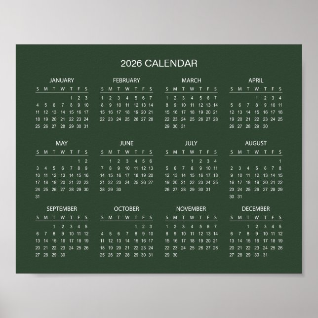 Affiche Calendrier 2026 Simple mais Élégant |  (Devant)