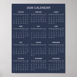 Affiche Calendrier 2026 Simple mais Élégant