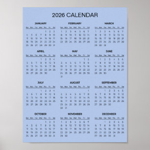 Affiche Calendrier 2026 Simple mais Élégant