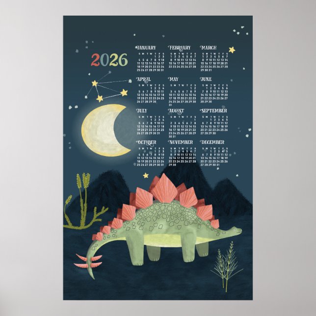 Affiche Calendrier 2026 Stegosaur  (Devant)