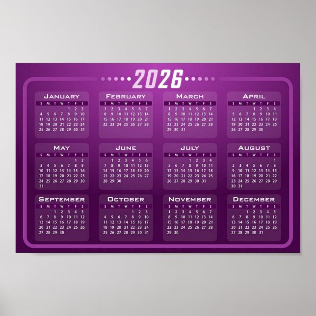 Affiche Calendrier 2026 Violet (Devant)