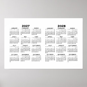 Affiche Calendrier 2027 2028 - Minimal Basique 2 ans