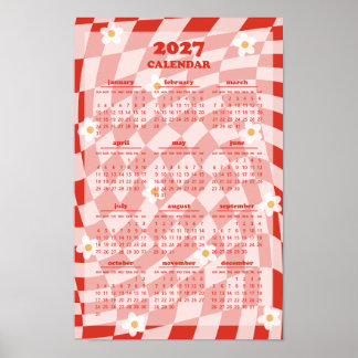 Affiche Calendrier 2027 à motif à carreaux ondulé groovy r