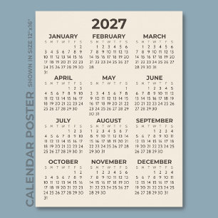 Affiche Calendrier 2027 Beige Chaud Simple Moderne
