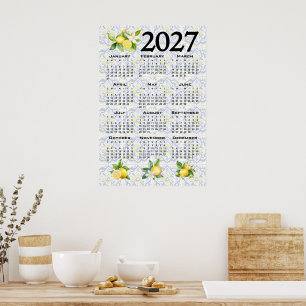 Affiche Calendrier 2027 Citrons Tuiles Méditerranéennes It