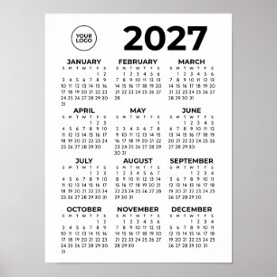 Affiche Calendrier 2027 Entreprise Moderne avec Logo